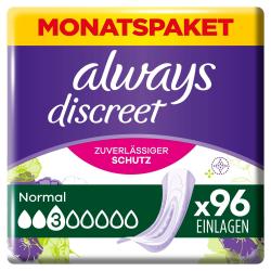 Always Discreet Inkontinenz-Einlagen Normal bei Blasenschwäche Monatspaket