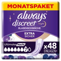 Always Discreet Ultimate Nacht Inkontinenzeinlagen für Frauen Monatspaket