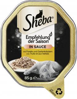 Sheba Empfehlung der Saison in Sauce mit Forelle und Gartenkräutern