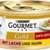 Gourmet Gold Zarte Häppchen in Sauce mit Lachs & Huhn
