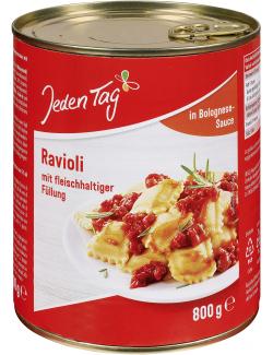 Jeden Tag Ravioli in Bolognesesauce