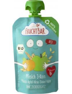 FruchtBar Bio Fruchtpüree Pfirsich 3-Korn Pfirsich-Apfel-Hirse-Dinkel-Hafer